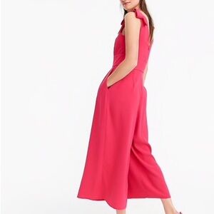 J. Crew Drapey Tie Vibrant Pink Jumpsuit
